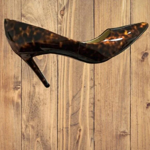Nine West Leather Tortoise Stilletos Size 10 - Picture 9 of 11